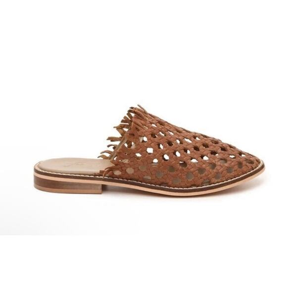 Free People Mirage Woven Fringe Mules Brown Leather EU 39 US 8.5-9 Boho Slip-On - Picture 1 of 14